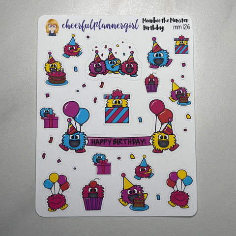 Happy Birthday Mixed Deco Moonboo the Monster Planner Stickers