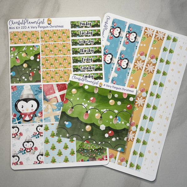 A Very Penguin Christmas Mini Kit Weekly Layout Planner Stickers