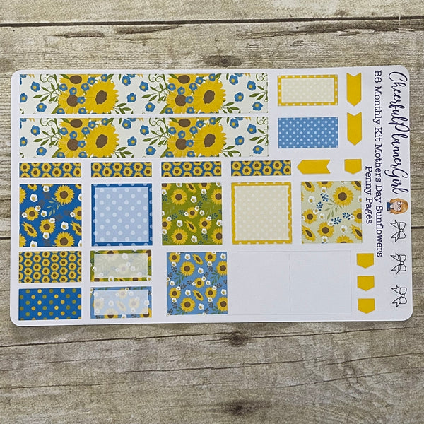 Mothers Day Sunflowers Monthly Layout Kit for Penny Pages B6 Planner