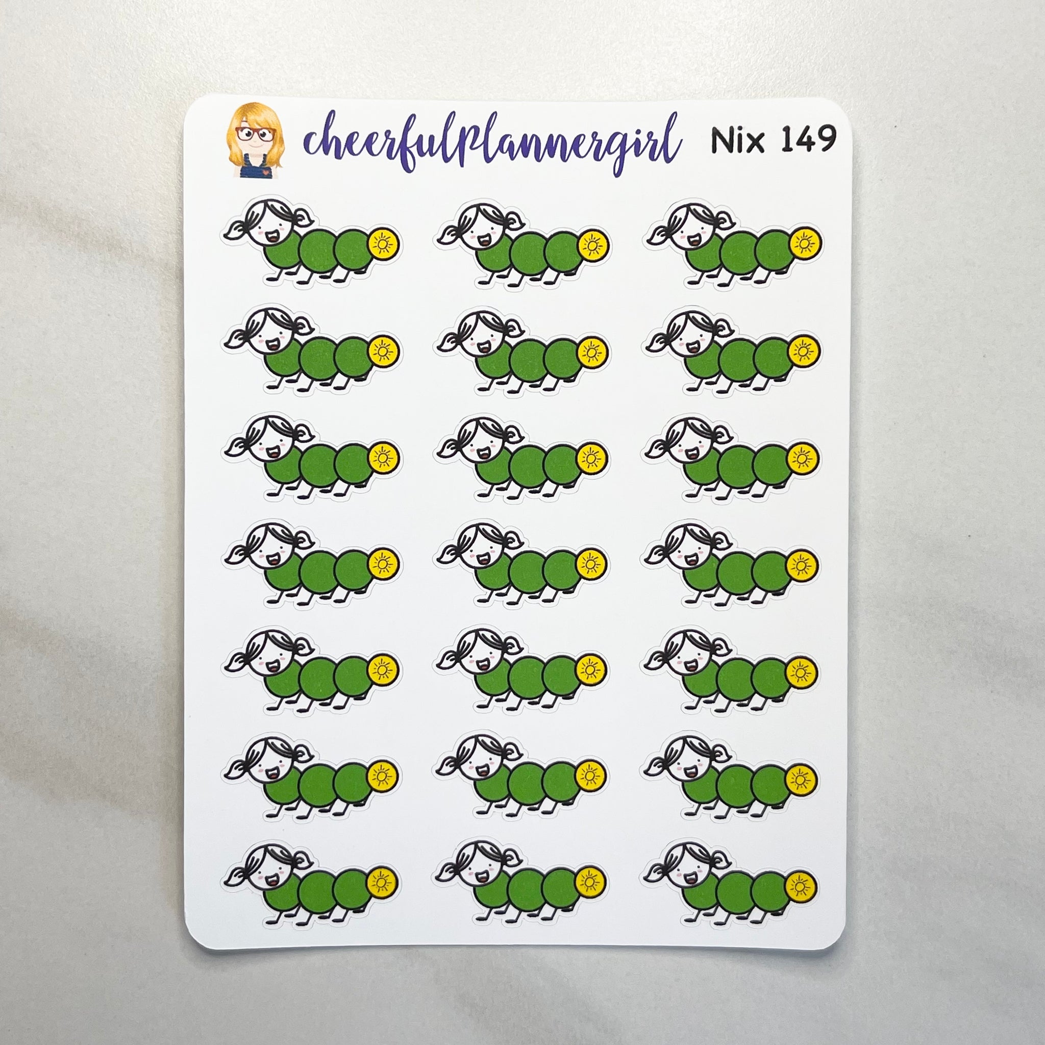 Nixie as the Human Glo Worm Planner Stickers