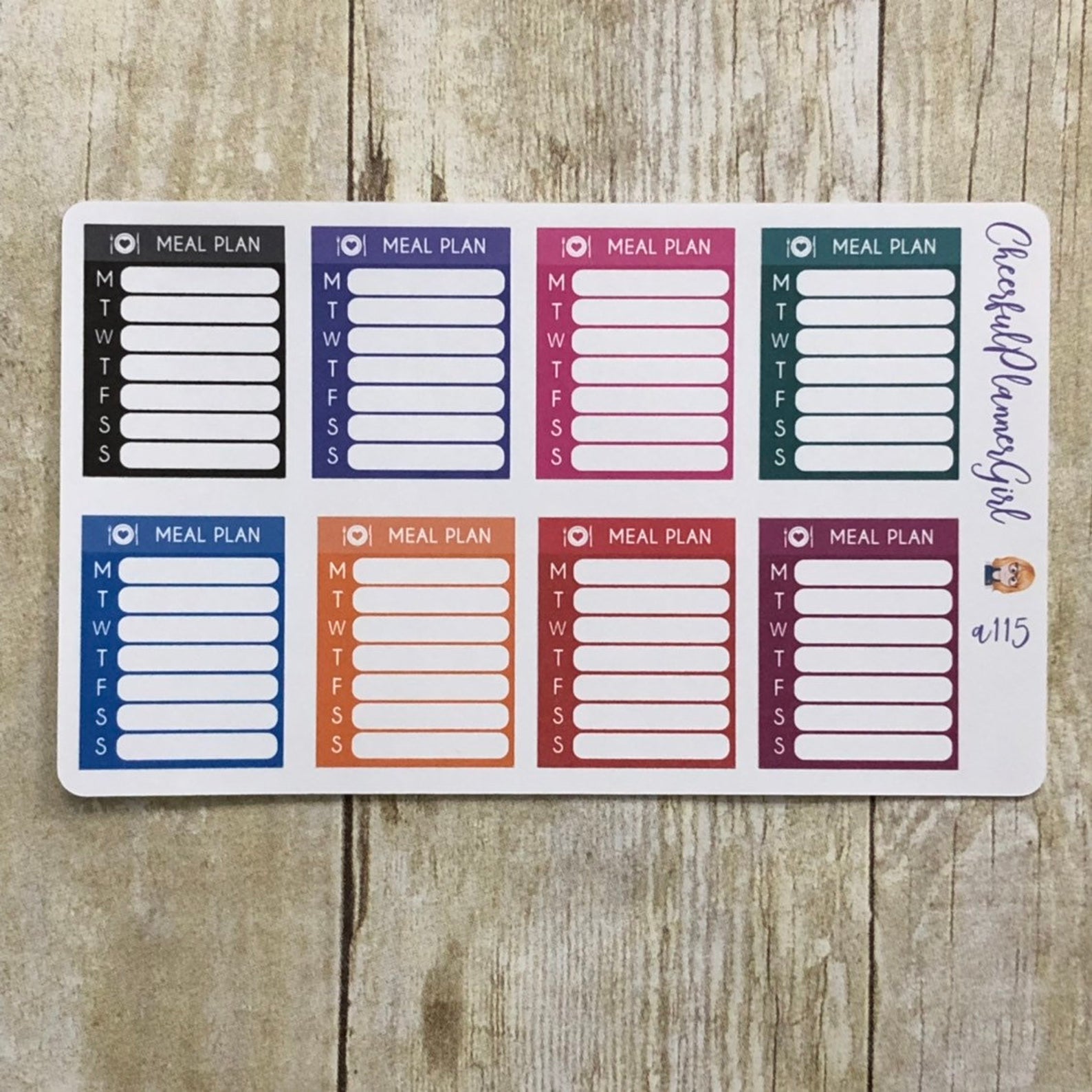 Primary Meal Plan Tracker Weekly Full Box Planner Stickers